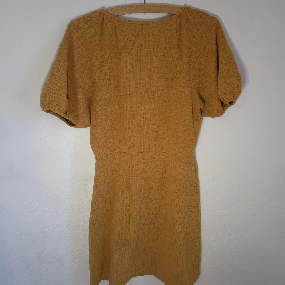 Madewell Texture & Thread Yellow Puff Sleeves Summer Midi Dress WomensSize Small - Picture 3 of 16